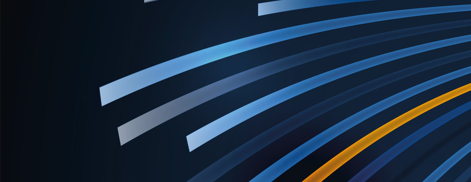 Abstraktes Bild mit geschwungenen Linien in Blau- und Gelbtönen auf dunklem Hintergrund, das Innovation und Technologie symbolisiert.