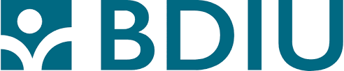Logo von BDIU in Blautönen, bestehend aus symbolischer Figur und Buchstaben BDIU.