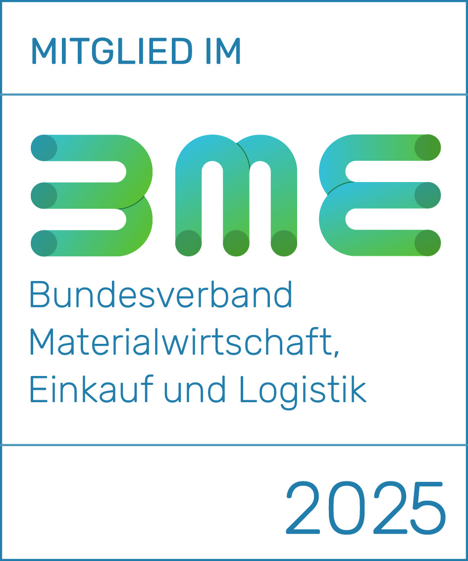 Grafische Darstellung der Mitgliedschaft im Bundesverband Materialwirtschaft, Einkauf und Logistik für das Jahr 2025. Das Logo besteht aus den Buchstaben 
