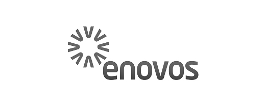 Logo von Enovos, bestehend aus einem stilisierten Sonnen-Symbol über dem Schriftzug 