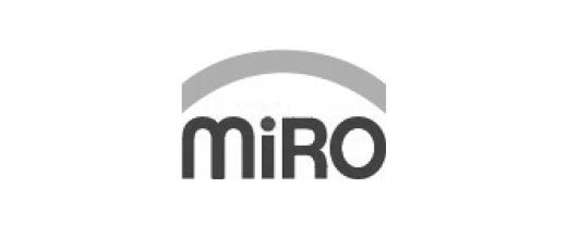 Logo von miRo, bestehend aus dem Schriftzug 'miRo' in dunkler Schrift mit einem stilisierten, grauen Bogen darüber.