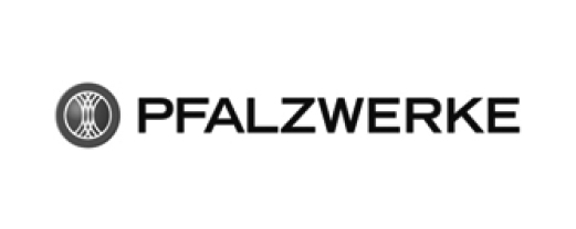 Logo der Pfalzwerke mit einem stilisierten Rad in Schwarz-Weiß auf weißem Hintergrund.