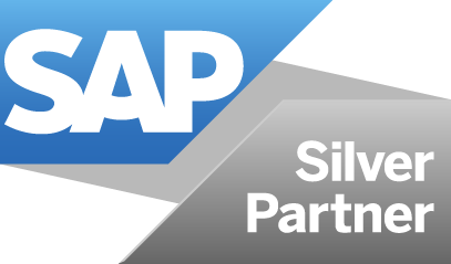 Logo von SAP als Silver Partner, bestehend aus dem SAP-Logo in Blau und der Bezeichnung