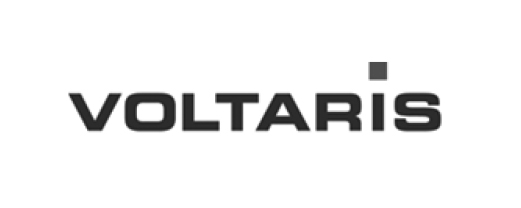 Logo von Voltaris in schwarzer Schrift auf weißem Hintergrund, symbolisiert IT- und Serviceleistungen für die Energiebranche.