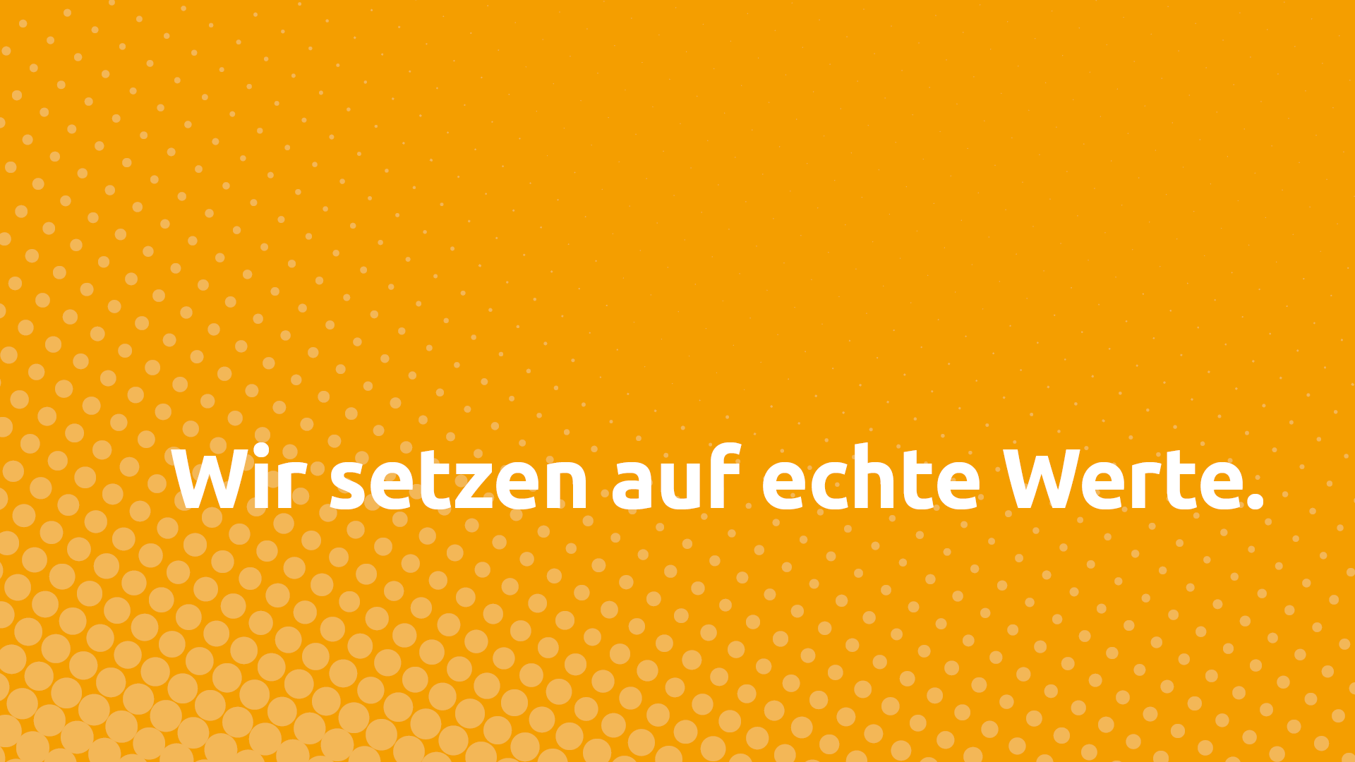 Grafische Darstellung mit orangefarbenem Hintergrund und weißen Punkten, Text