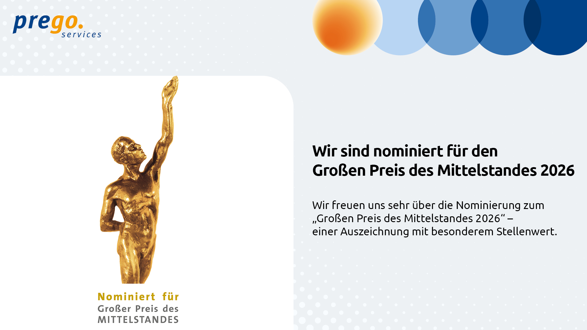 Wir sind nominiert für den Großen Preis des Mittelstandes 2026