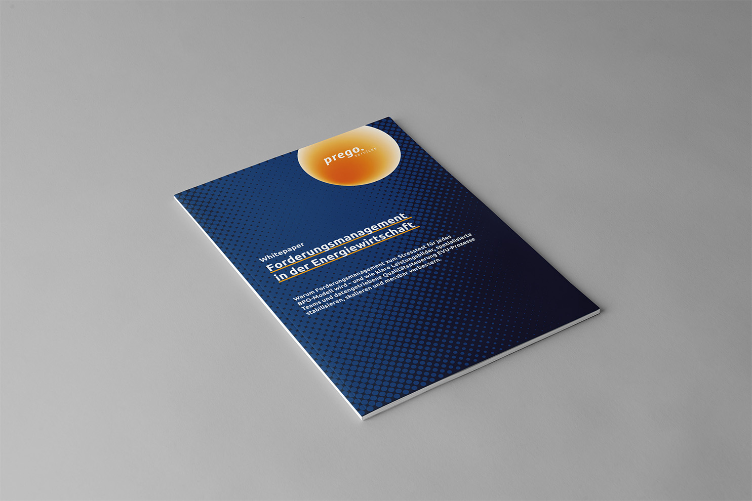 Whitepaper über Forderungsmanagement in der Energiewirtschaft auf grauem Hintergrund.
