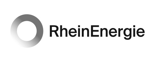 Logo von RheinEnergie, einem Anbieter von Energiedienstleistungen.