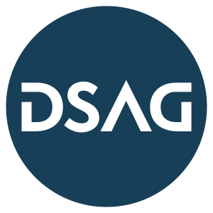 News & Events 22 Logo der DSAG auf blauem Hintergrund, rund.